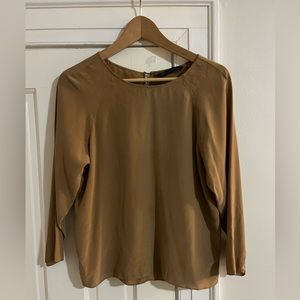 Vintage Zara Basic Silk Camel Raglan Blouse! 3/4 Sleeve Size Small